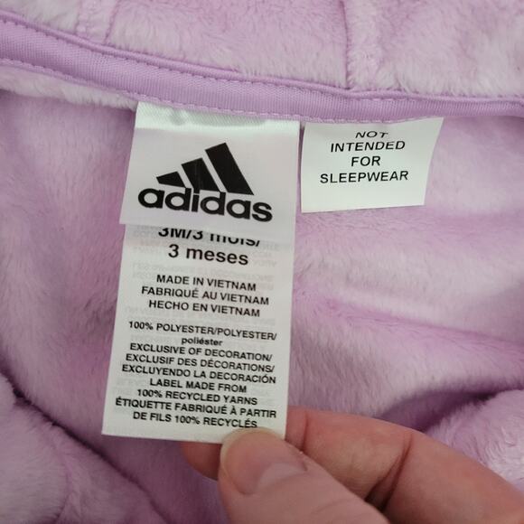 Adidas baby light lilac velour hooded one piece Size 3 months - Picture 2 of 9